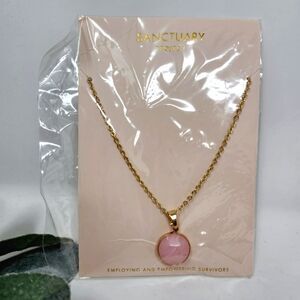 SANCTUARY PROJECT Pink‎ Stone Gold Tone Necklace NWT